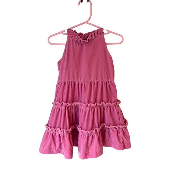Janie & Jack Baby Girl Pink Velvet Ruffled Holiday Dress - Picture 2 of 9